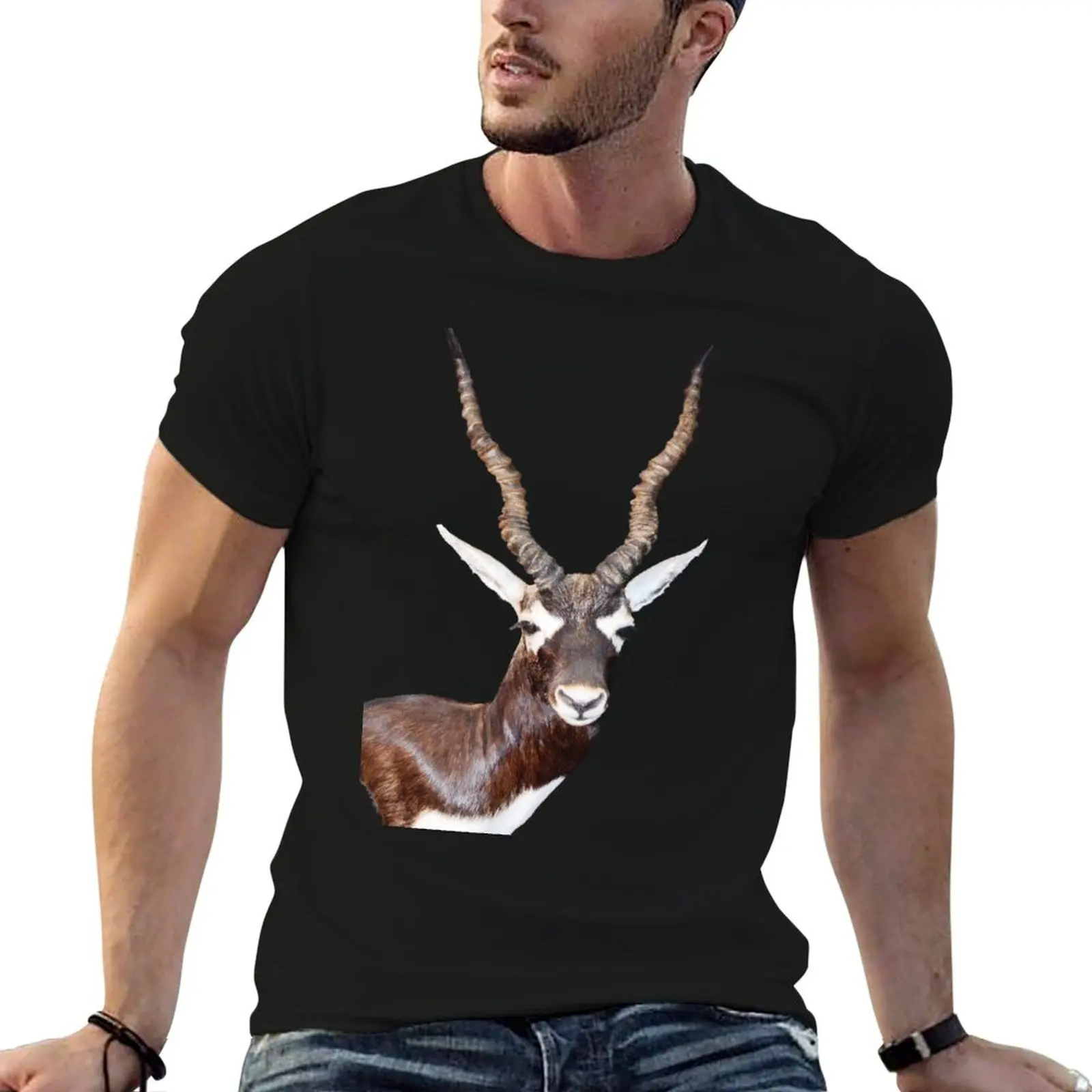 Camiseta de algodón con estampado de antílope Texas Blackbuck, foto de Dody Denman, camisetas de algodón para hombre, camisetas 100% de algodón para hombre