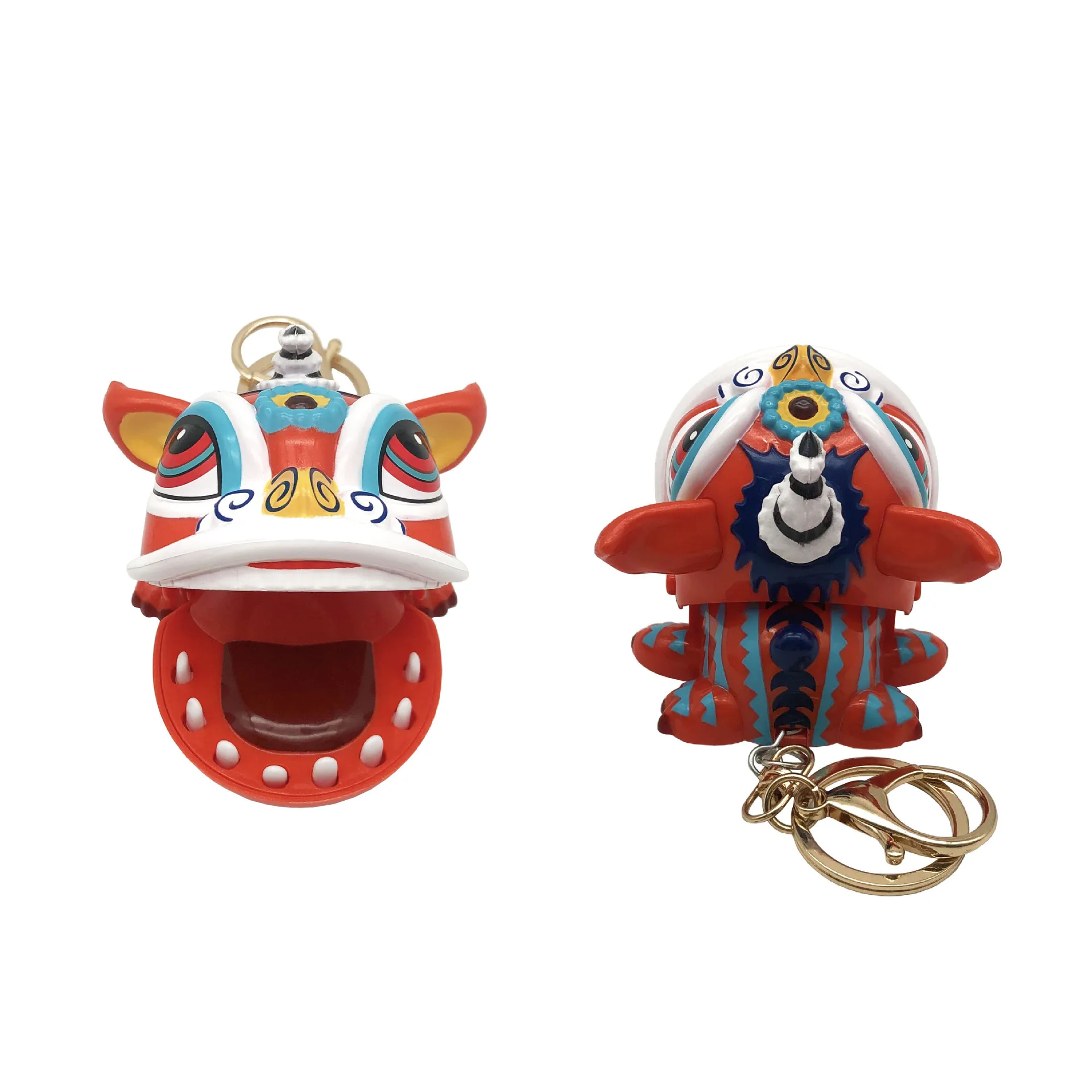 2024 New Year Lion Dance Finger Bite Toy Keychain Pendant Creative Mini Cartoon Cute Lion Desktop Game Finger Bite Toys