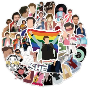 50 יחידות מדבקות גרפיטי בסגנון הארי של הזמר הבריטי למזוודה, מחשב נייד, סקייטבורד - עמידות במים