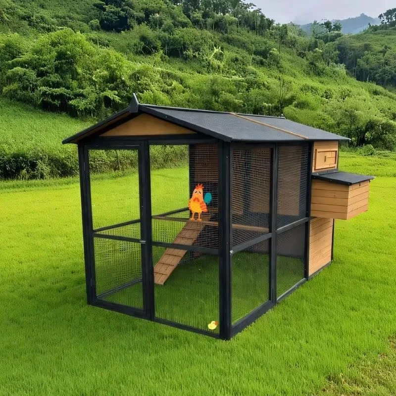 Chicken Cages Egg Layer Poultry Farms Extra Large Outdoor Coops Hen Houses Wooden for Raising Chickens and Animal Supplies