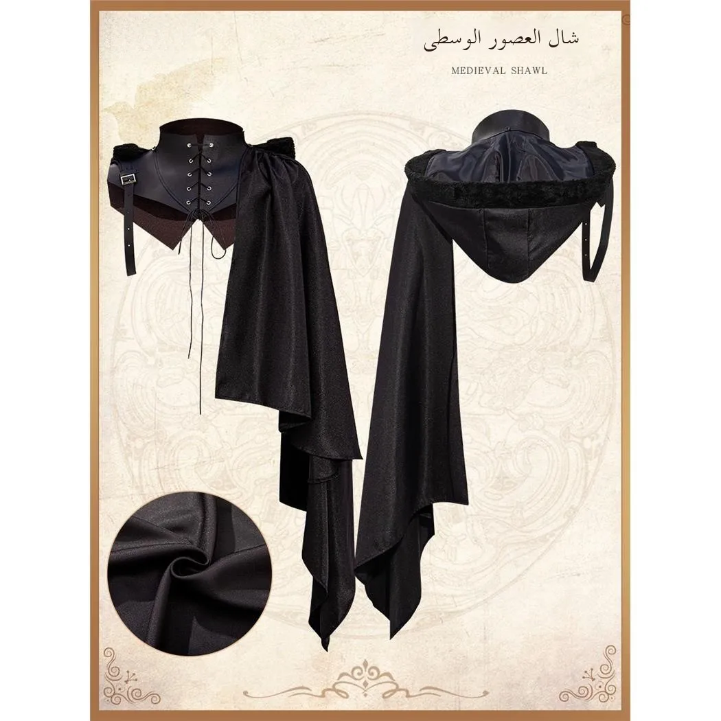 

Medieval Style Devil Costume Shoulder Wrap Stage Performance Party Cloak Men's Dance Event Fashionable Ethnic Wear