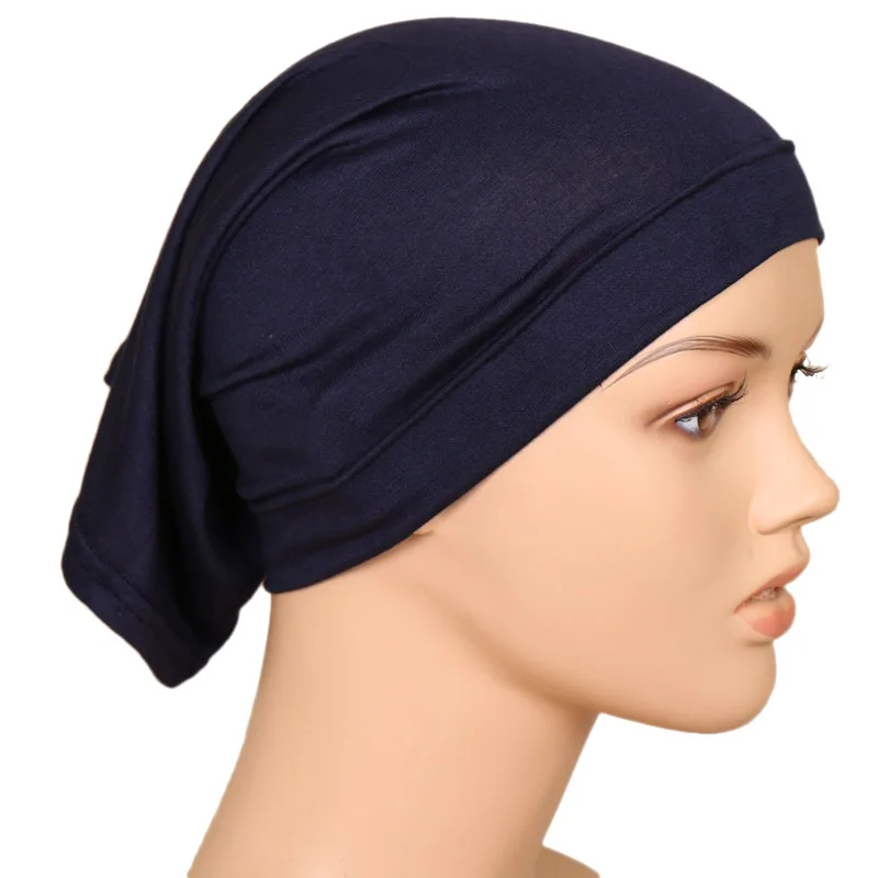 Soft Cotton Modal Bonnet Hijab Undercap For Muslim Woman Solid Color Inner Hijab Islamic Casual Elastic Caps 22*31cm