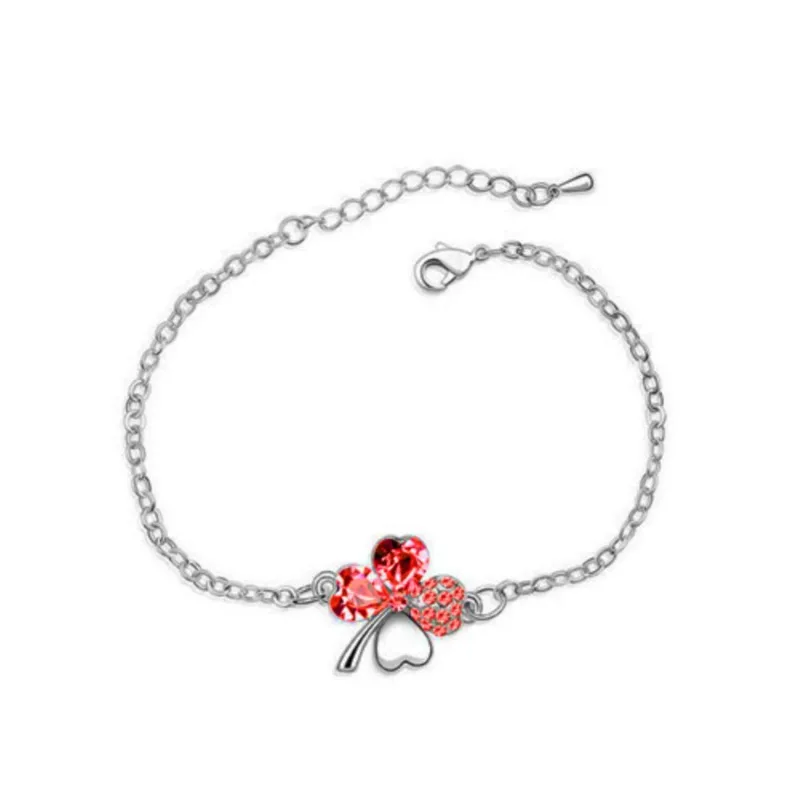 Crystal Clover 4 leaf leaves Link bracelet Bangle fashion jewelry charm lover girl gift dropshipping office quality birthday wed