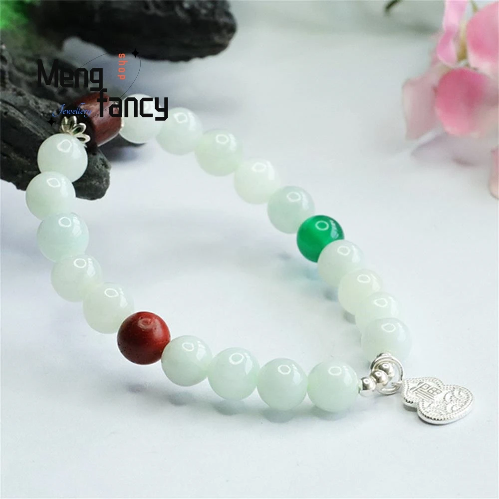 Natural Myanmar A-goods Jadeite S925 Silver Gourd Bracelet Exquisite Elegant Simple High-grade Luxury Quality Fashion Jewelry