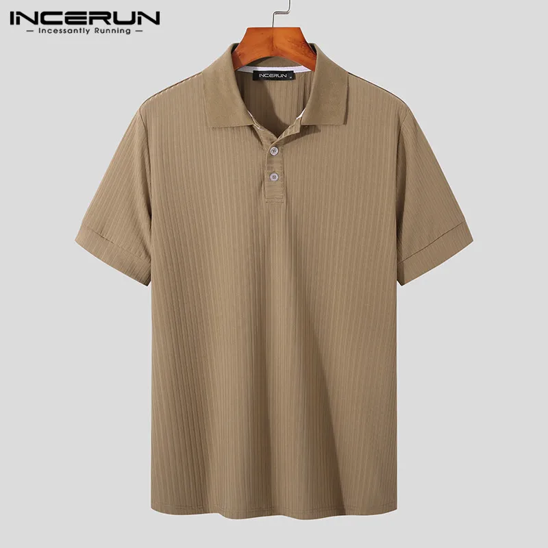 INCERUN Summer Men Shirt Striped Lapel Short Sleeve 2024 Casual Men Clothing Breathable Streetwear Fashion Leisure Camisas S-5XL