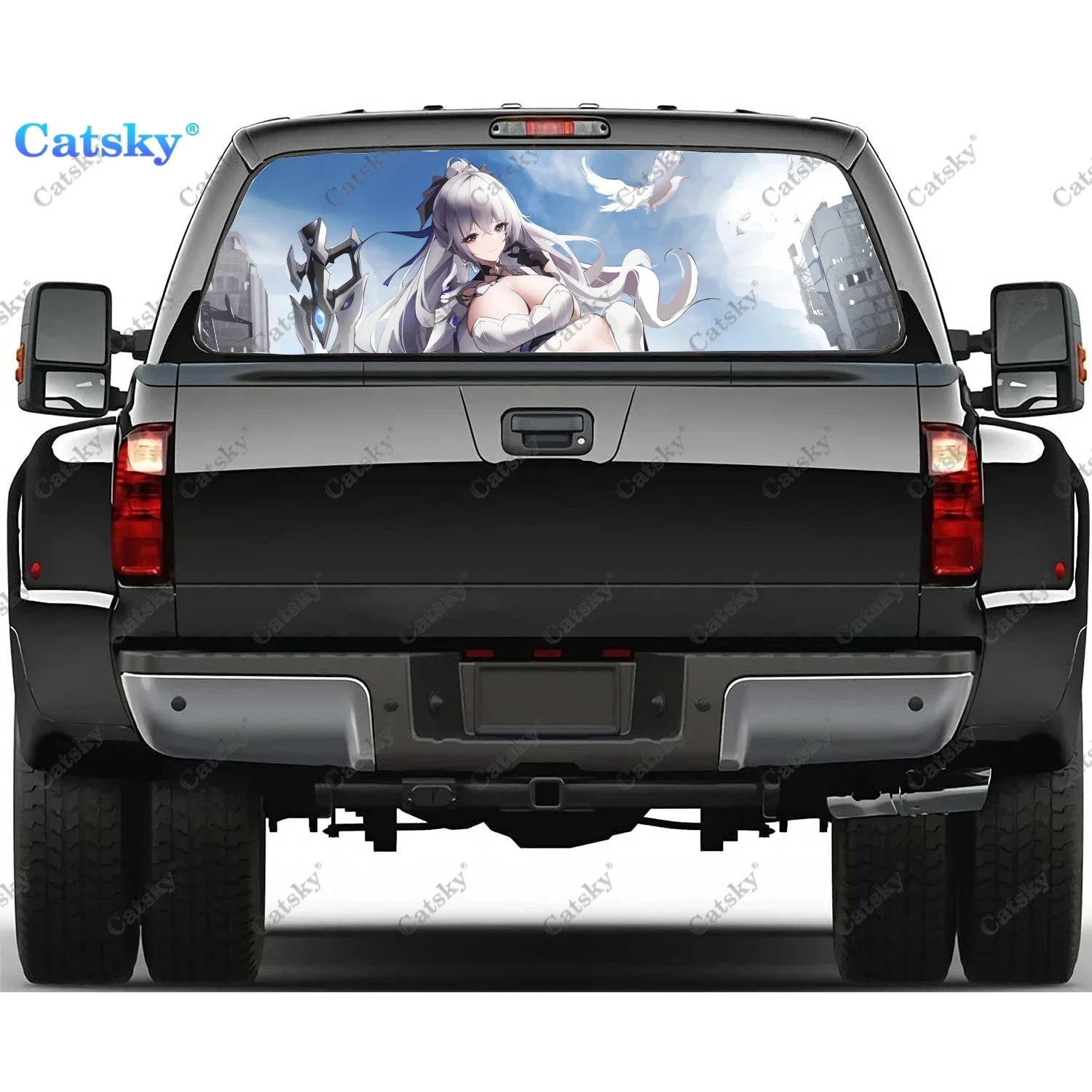 Bronya Zaychik (Houkai Gakuen) Rear Window Decal Fit Pickup,Truck,Car Universal See Through Perforated Back Window Vinyl Sticker