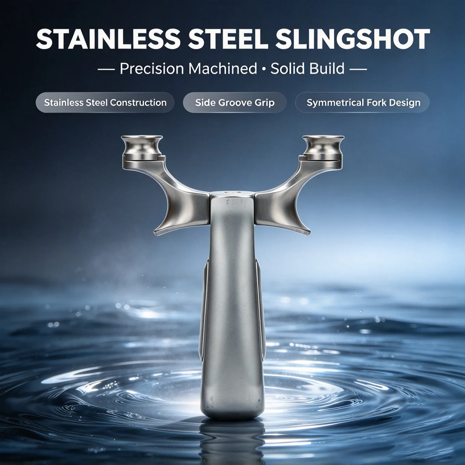 Stainless Steel Y-Shaped Slingshot with Adjustable Round Fork & Ergonomic Solid Handle for Outdoor Target Practice
