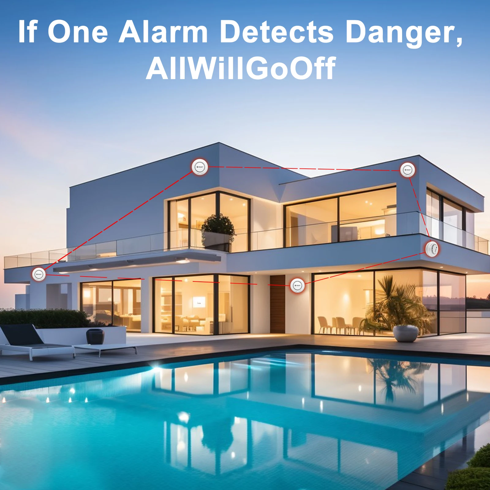 DFA Rilevatore di fumo Allarme antincendio interconnesso wireless Allarme fumo per la sicurezza dell'ufficio della cucina domestica