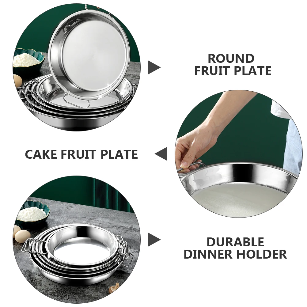 

Stainless Steel Cake Pan Food Plate Bakeware Tray Practical Household Fruit Snack Baking Trays