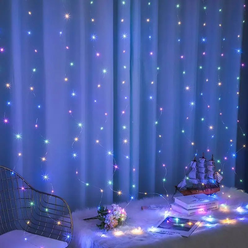 LED Curtain String Lights Party Lights with Remote Control USB Plug-in Holiday Wedding Bedroom Christmas Room Decor Aesthetic