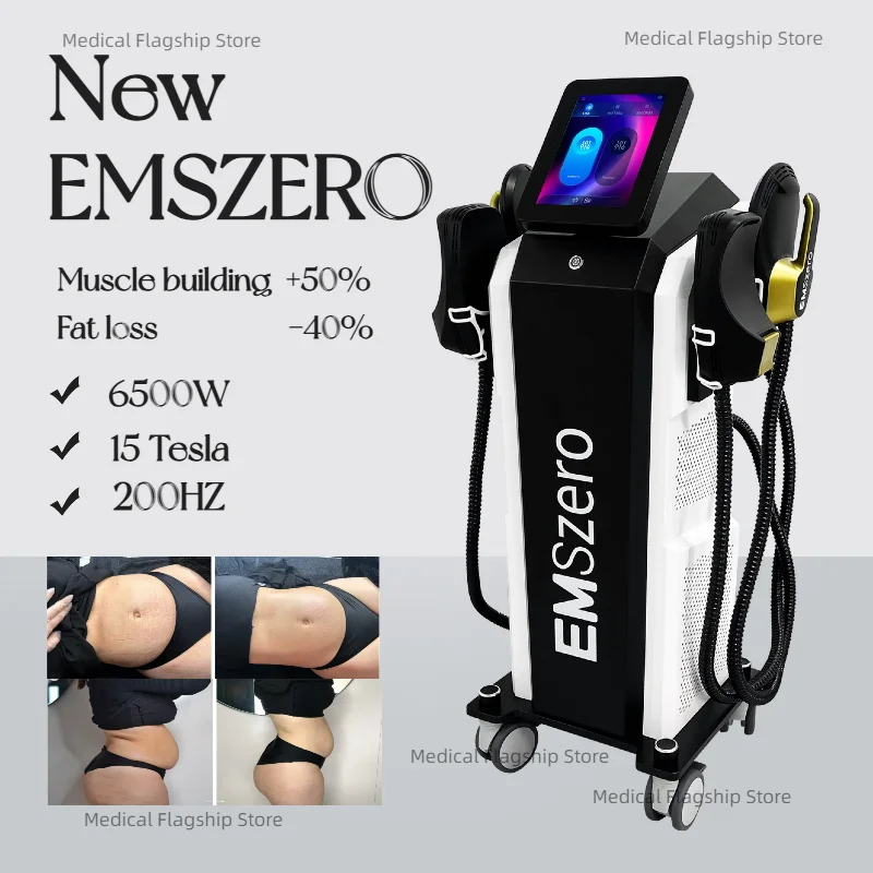 Emszero Body Sculpt Machine Professional 6500w Neo Body Sculpting Machine Shaping Muscle EMS RF Butt Stimulator 200Hz 5 Handles