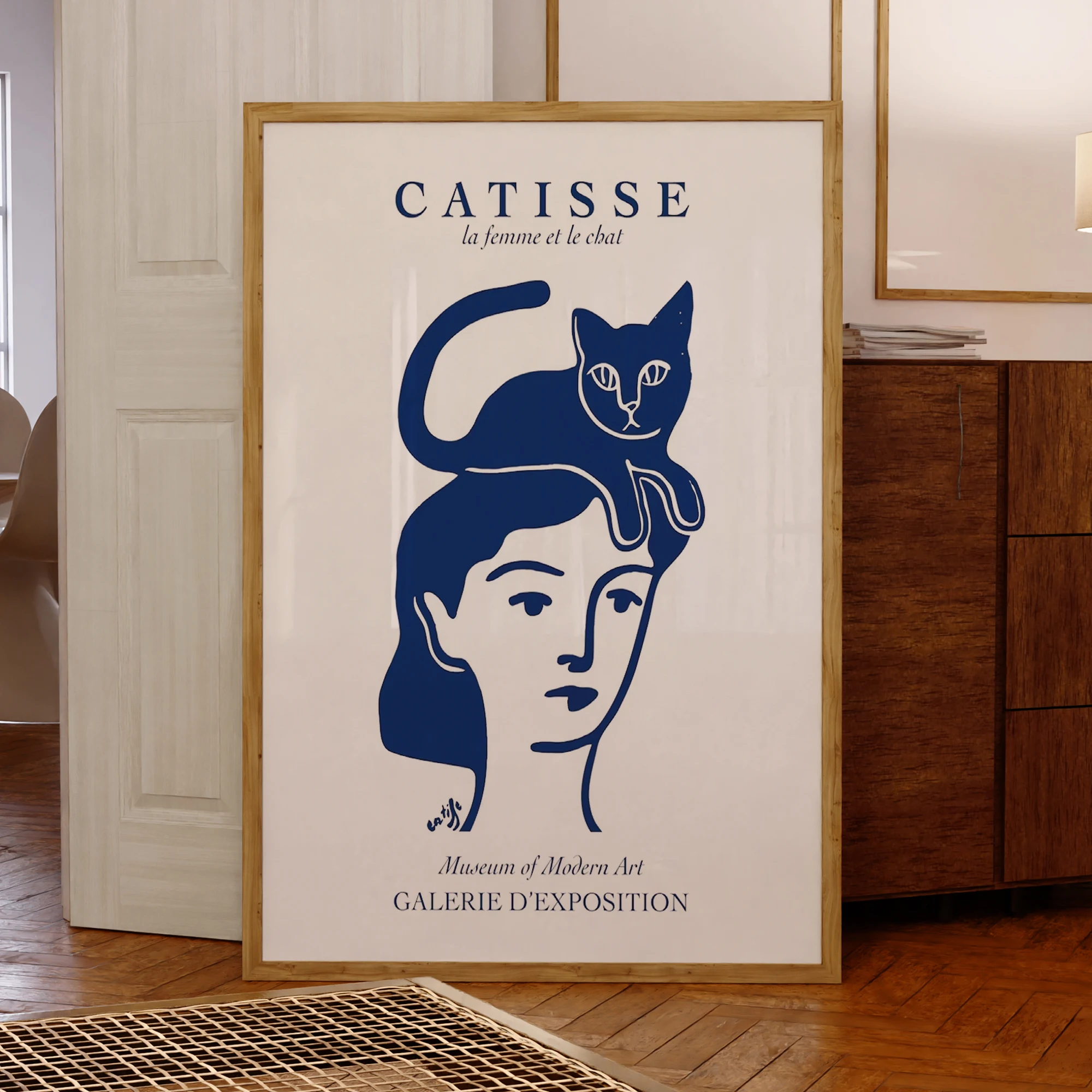 Katze Matisse Catisse Frau mit Katze Kunstdrucke Leinwand Malerei Poster Bild für Wohnzimmer Esszimmer Schlafzimmer Home Decor