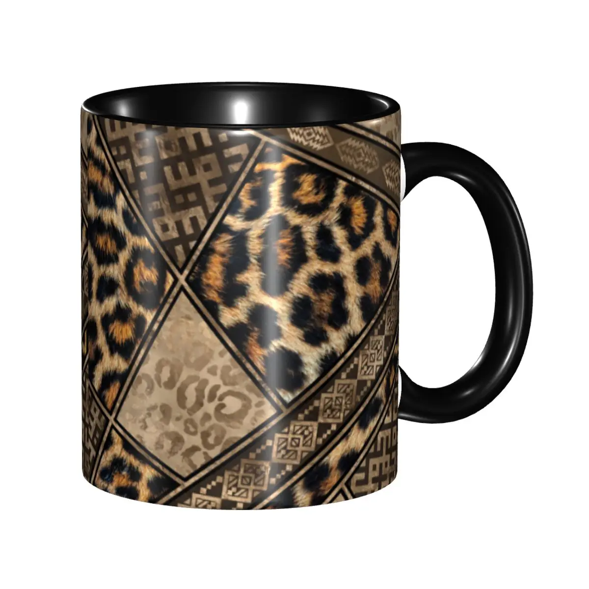 

Ethnic Ornaments Brown Animal Leopard Print Coffee Mug DIY Custom Leopard Skin Ceramic Tea Milk Mug