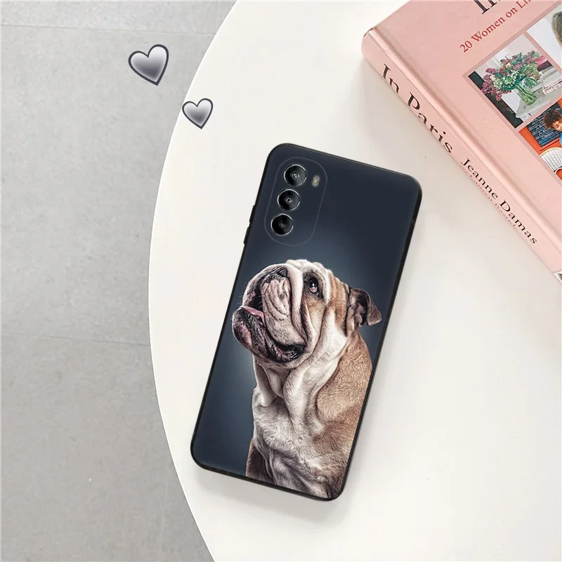 Phone Case For Motorola G71 G73 G72 G53 G52 G32 G22 G60 G51 G50 G31 G30 G9 Cute French Bulldog Black Soft Protective Cover