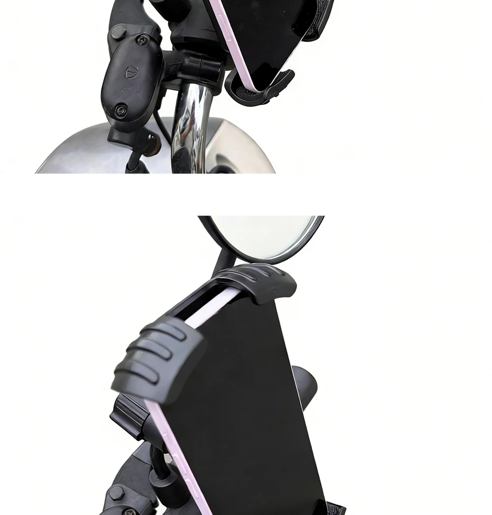Motorrad-Rückspiegelhalterung Fahrrad-Handyhalterung mit Drehknopf-Verriegelungsmechanismus für verbesserte Stabilität und Navigation – Detail 10