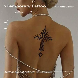 Dark Cross Herbal Juice Tattoo Sticker Temporary Tattoos Sexy Hotwife Chest Half Arm Waterproof Fake Tatto Henna Tattoo Kit Cute