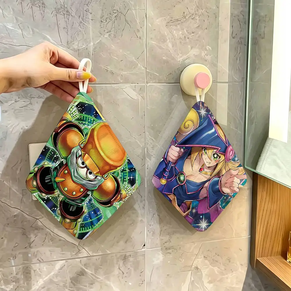 Classic Amine Yu Gi Oh Polyester Cotton Hand Wiping Towel, Hanging Design, Durable for Household Restaurant Toilet Use