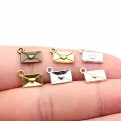 WYSIWYG 6 Colors 20pcs/lot Love Letter Charms Pendant DIY Metal Jewelry Making Antique Silver Color 9x12mm