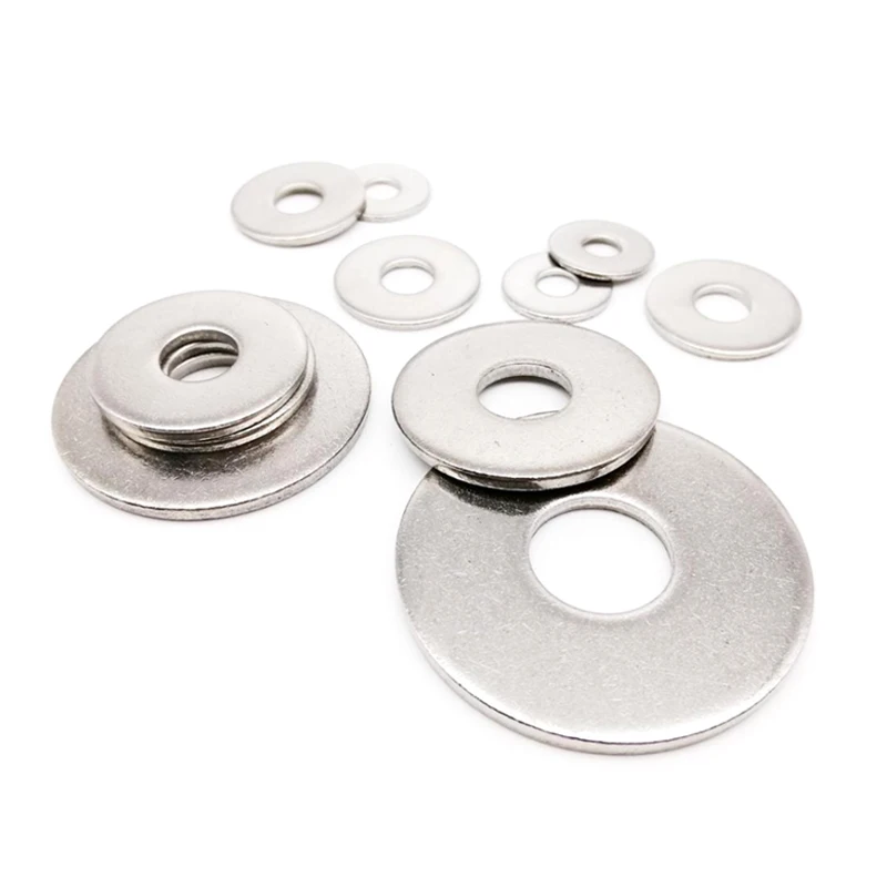 M8 M10 M12 M14 304 Stainless Steel Flat Washer Plain Gasket for Screw Bolt Thickness 0.5/0.8/1/1.6/2/2.5/3mm Large Size Thicker