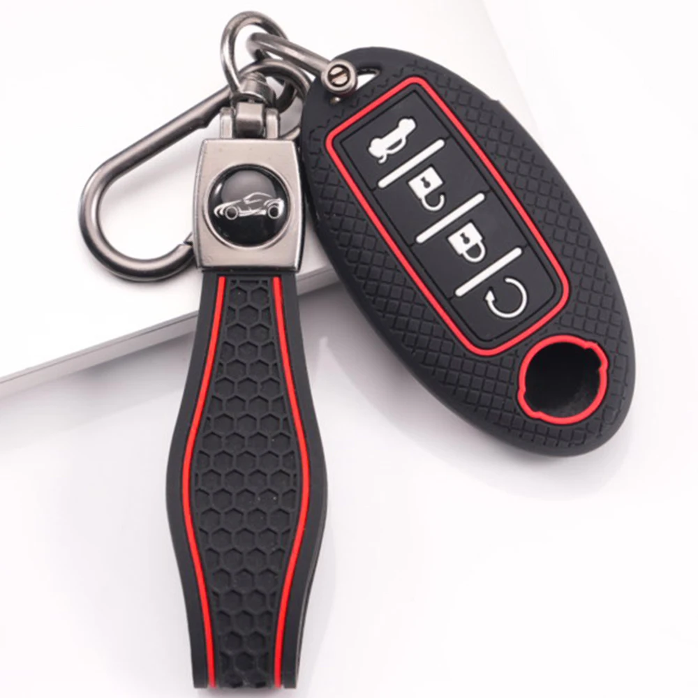 Silicone Key Cover With Lanyard For Nissan Qashqai X Trail T32 T31 Juke J10 J11 Kicks Tiida Micra Altima Pathfinder Note Murano