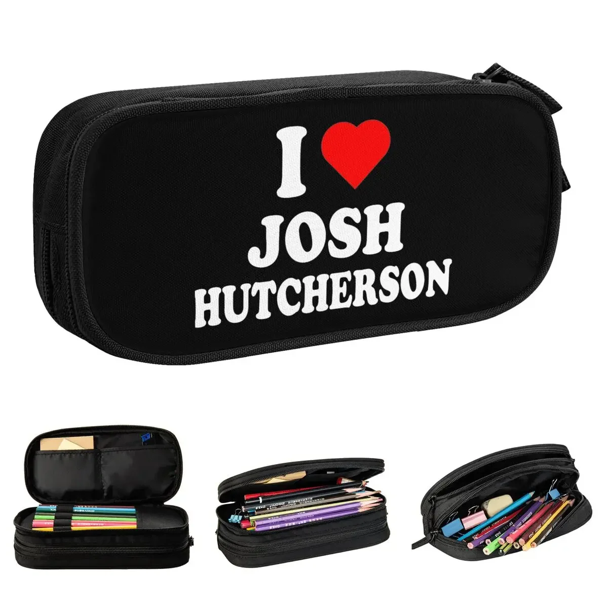 I Love Josh Hutcherson Pencil Case Pencil Box Pen Holder for Girl Boy Big Capacity Pencil Bag School Supplies Zipper Accessories