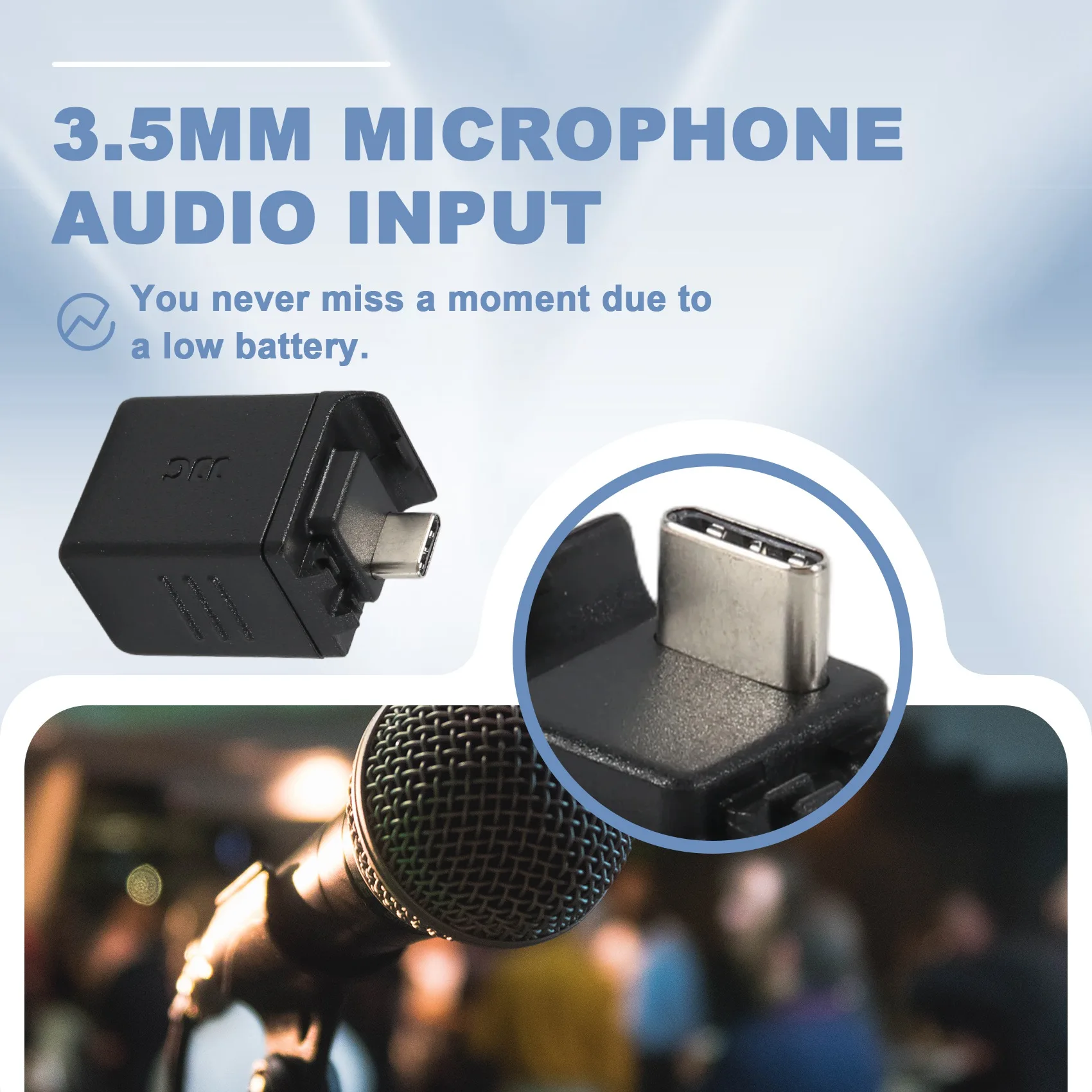B31B 3.5mm Audio Adapter with Type-C Charging Port for DJI OSMO Action 4/5 Pro Camera External Microphone Input