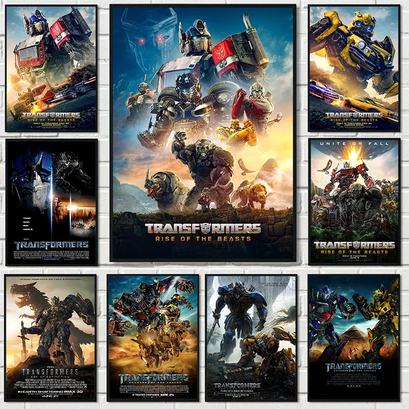 Póster de película clásica Transformers Rise of the Beasts, póster de película, pintura en lienzo, imágenes artísticas de pared, decoración del hogar para habitación, 2023