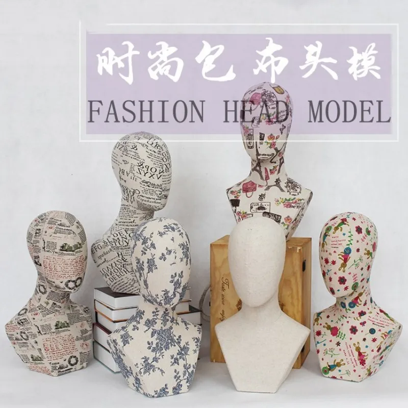 Jewelry Display Fabric Cover Mannequin Head Bust Display Props Necklace Holder Long Chain Show Organizer