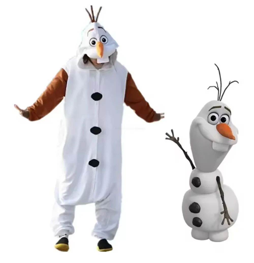 New Cosplay Costume Frozen Olaf Snowman Pajamas  Jumpsuit Party Dress Fleece Cartoon Sleepwear Gifts Toys