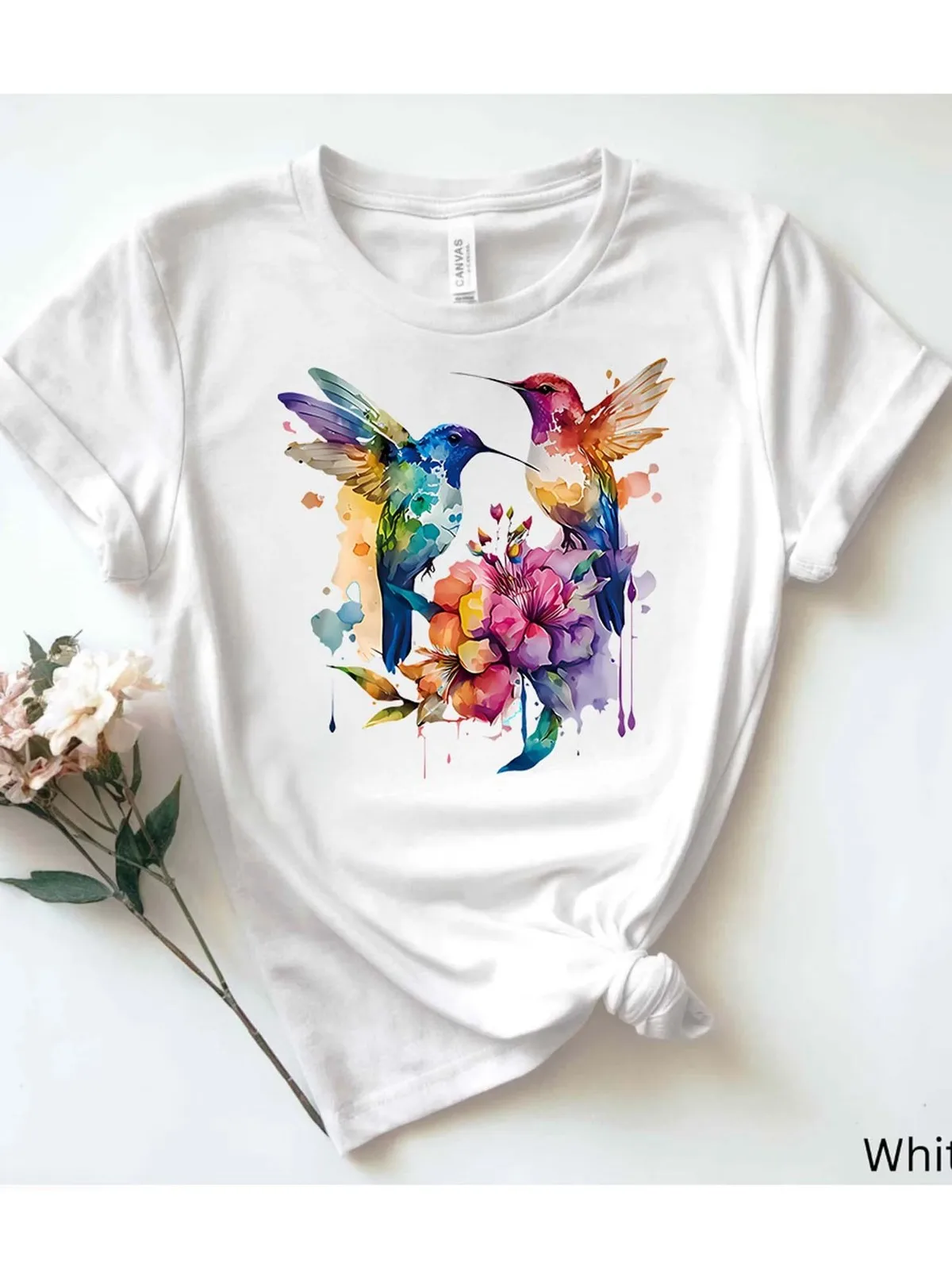 

Vibrant Hummingbirds and Blooming Flowers Tee