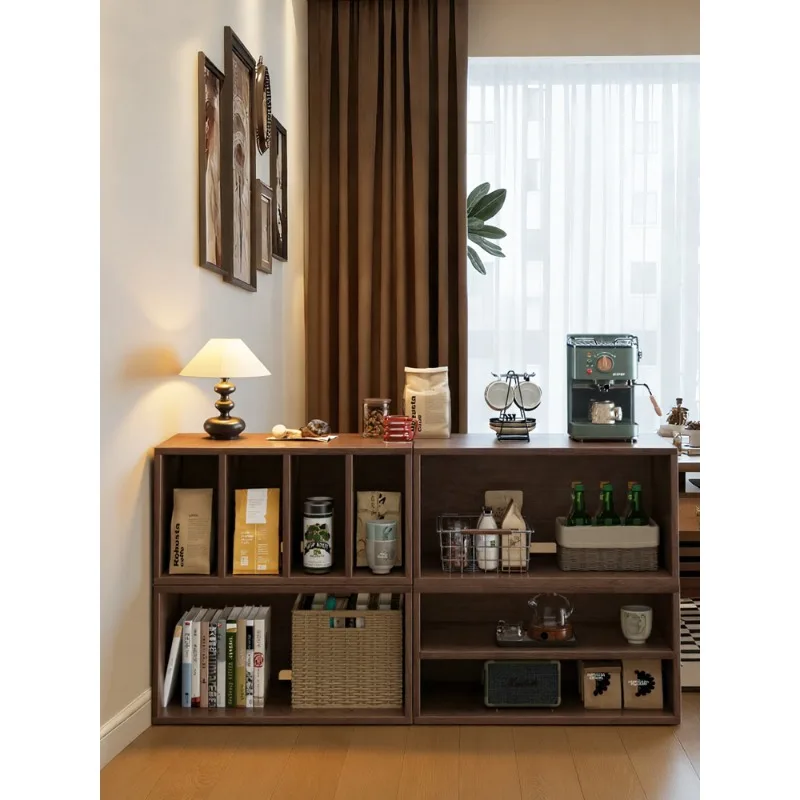 

All solid wood vintage style sofa sideboard, living room can be freely combined, cabinet corner table, walnut color wall narrow