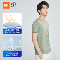 Xiaomi Mijia 90FUN Summer T Shirt for Men Elastic Quick Dry Casual Mens Sports T-shirts Light Cool Sunscreen Ice Silk Anti UV40+