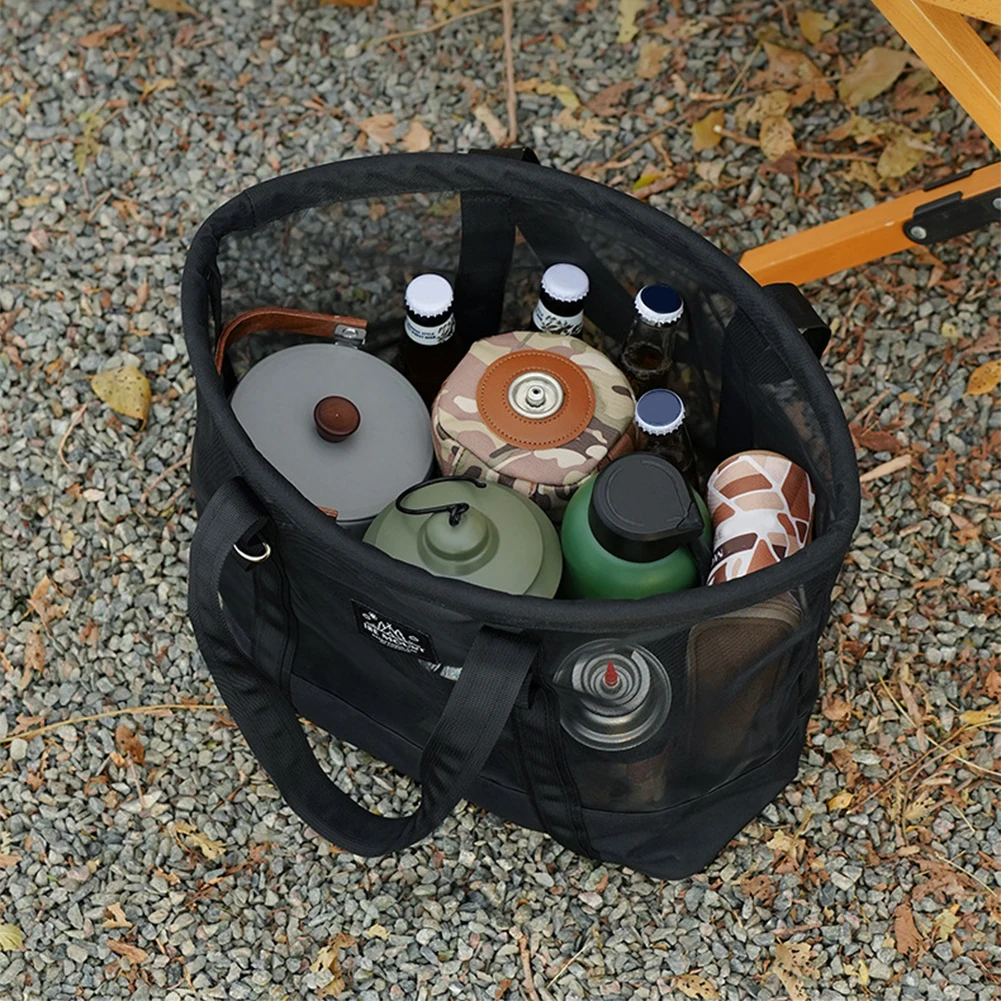 

Сумка-тоут из сетки для улицы, большая вместимость, складная сумка для пикника, дышащая сетчатая сумка с верхней ручкой для кемпинга на природе