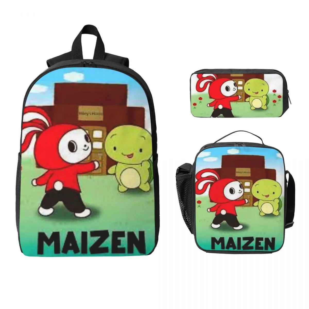 Jj Mikey Maizen Backpack Student Boys Girls BookBag School Bag Laptop Shoulder Bags 3ps Insulated Lunch Bag Pencil Case