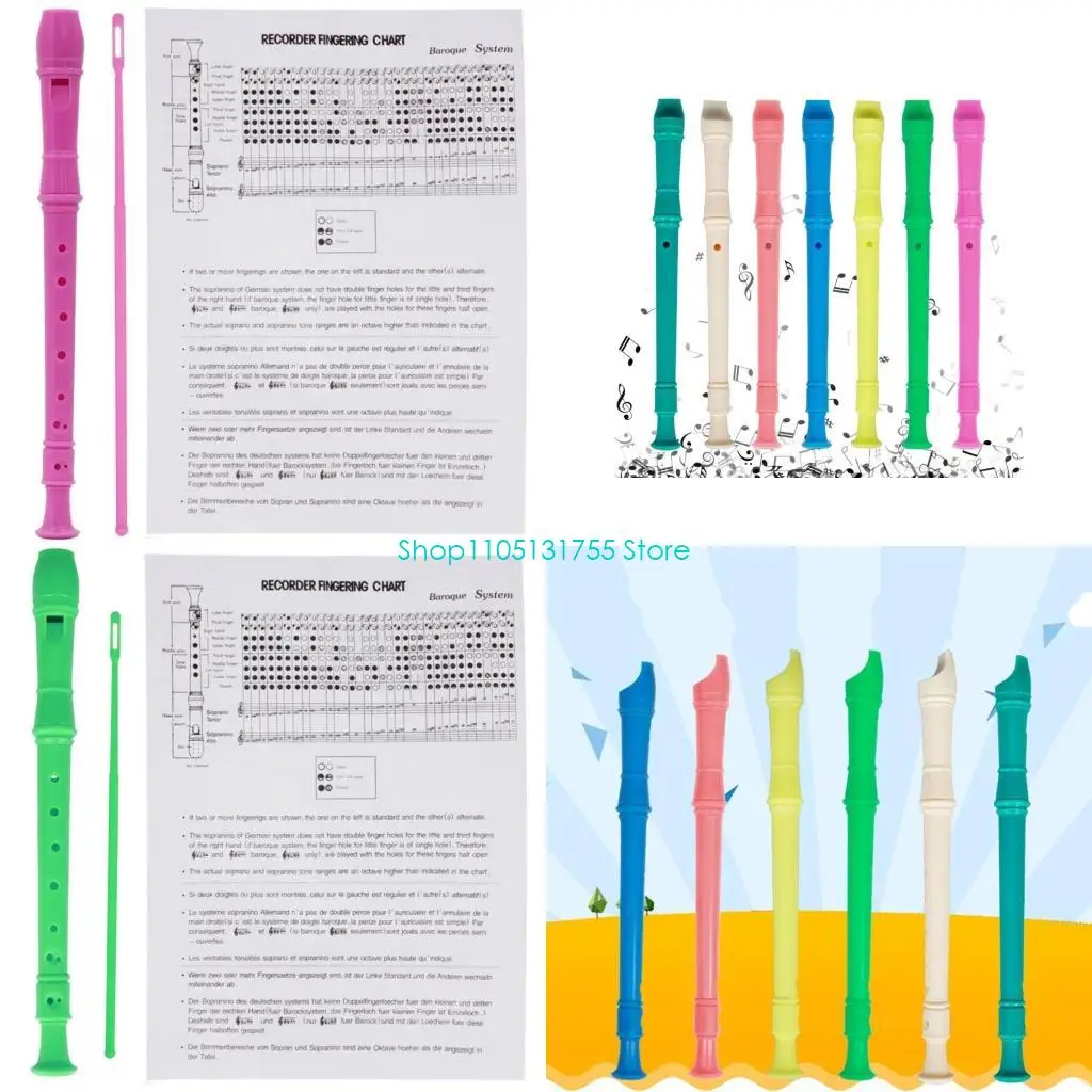 

K0EF Professional Treble Flute 8-Hole Soprano Recorder Clarinet with Cleaning Rod Woodwind Instruments for Beginner Student