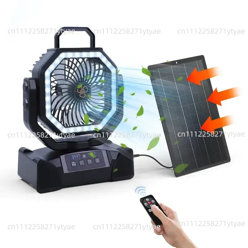 F14L Portable Charging Outdoor Camping Fan with LED Light Remote Control Power Bank Hook Suitable for Tent Travel