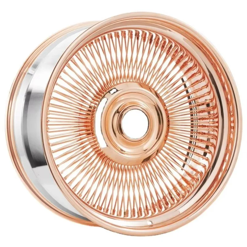 GPW Vintage Wheels Manufacturer 5x120 5x127 5x139.7 Floating Cap Gold Chrome Wire Spoke Wheel For Cadillac Chevrolet Impala F150