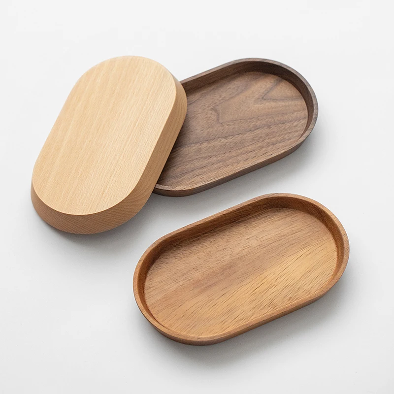 Kitchen Accessories High quality Wooden Serving Tray Walnut Coffee Tray Saucer Tea Dessert Sushi Fruit Plate Storage Pallet