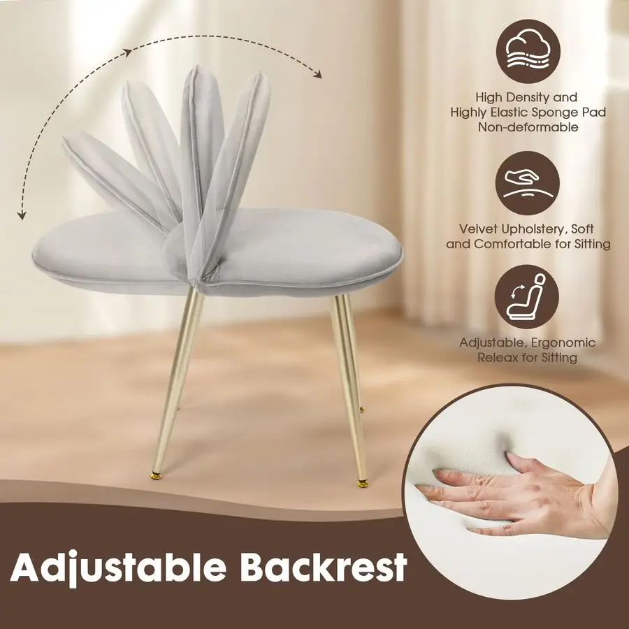 Chair with Adjustable Back Vanity Stool with Backrest Multifunction Chair for Dressing Home Office Kitchen Dinning Room and Livi