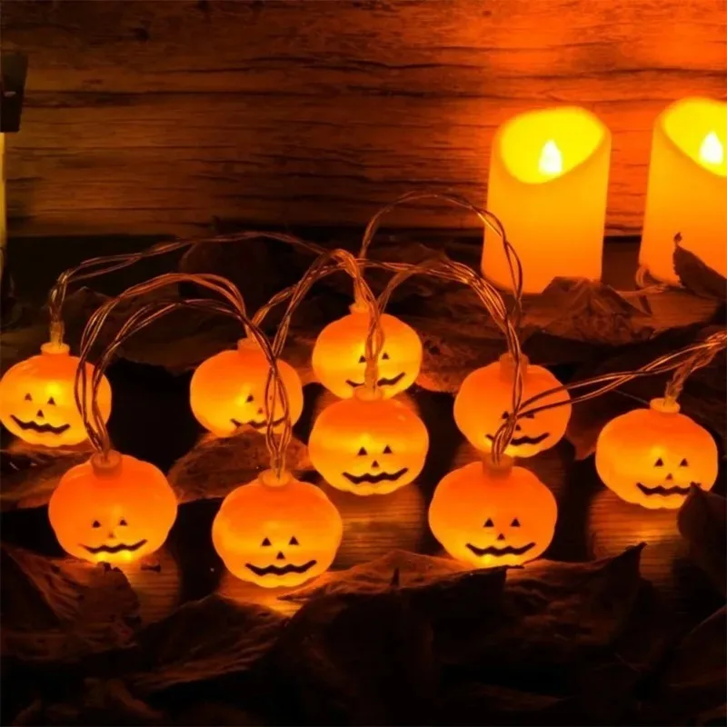 Cute Pumpkin LED Fairy String Lights Battery Powered Decorative Lamp for Halloween Home Bedroom Party Window Table Display Decor
