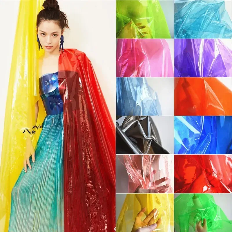 

120x50cm TPU Fabric PVC Jelly Film Waterproof Crystal Bag Plastic Raincoat Fabric Transparent Clothing Bag Stage Diy Material