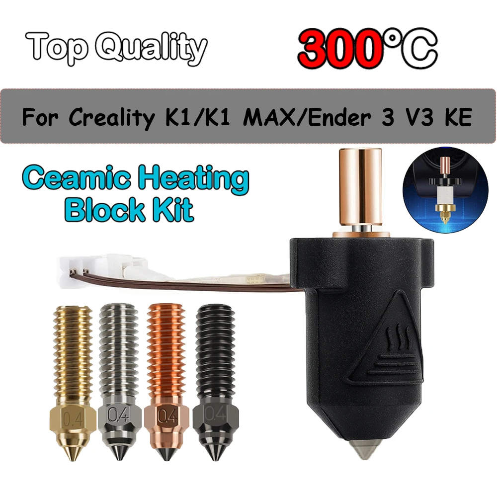 

Upgraded Hotend Kit Ceramic Heating Block 300°C for Creality K1 K1 MAX Ender 3 V3 KE For 3D Printer parts