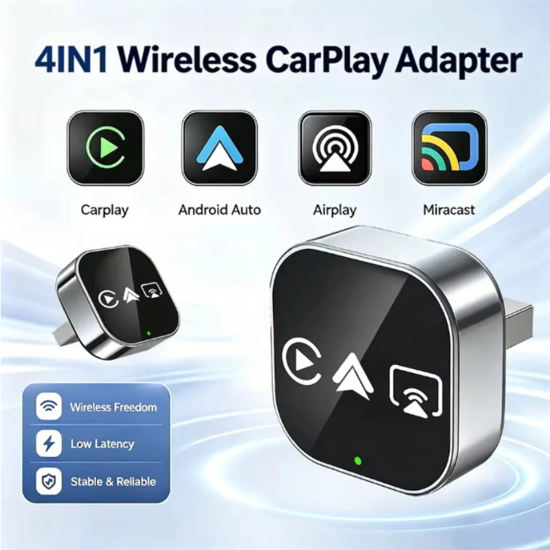Kabelloses Auto-Carplay für Apple oder Android Telefon Airplay Mirror Link Android Auto Connect 4-in-1 Kabelloser Carplay-Adapter 2026 Neu