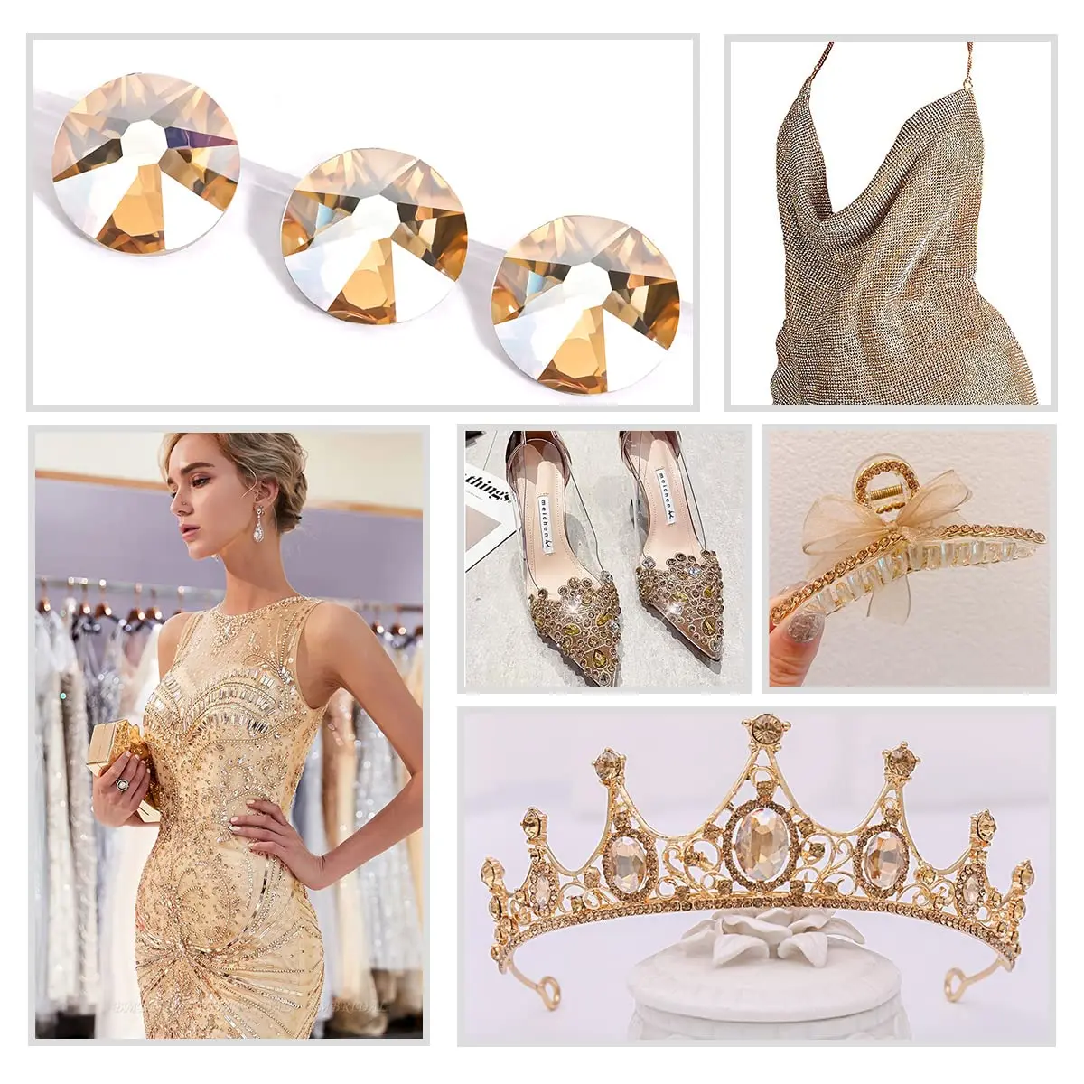 2880 แชมเปญขนาดผสมแบนแก้ว rhinestones สําหรับเสื้อผ้า/รองเท้า/ถ้วย/งานปาร์ตี้/แต่งหน้า/เล็บ