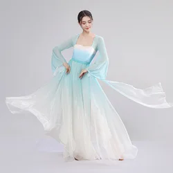 WATER Chinese Folk Style Hanfu Classical Dance Costumes Elegant Yangko Clothing Suits Modern Practice Dance Wear Performance