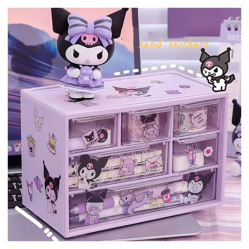 

Sanrio Kuromi Kawaii аниме стикеры аксессуары Diy коробка для хранения милый мультяшный Коричный общежитие разделенный ящик детские игрушки для девочек