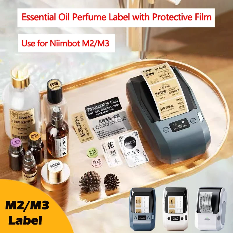 Niimbot M2/M3 Label with Protective Film Essential Oil Perfume Sticker Oil-proof Self-adhesive for Niimbot M2 or M3 Printer