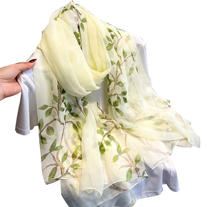 Bufandas de seda estampadas para mujer, chales de gran tamaño, Pashmina, Hijabs de talla larga, verano, 2022
