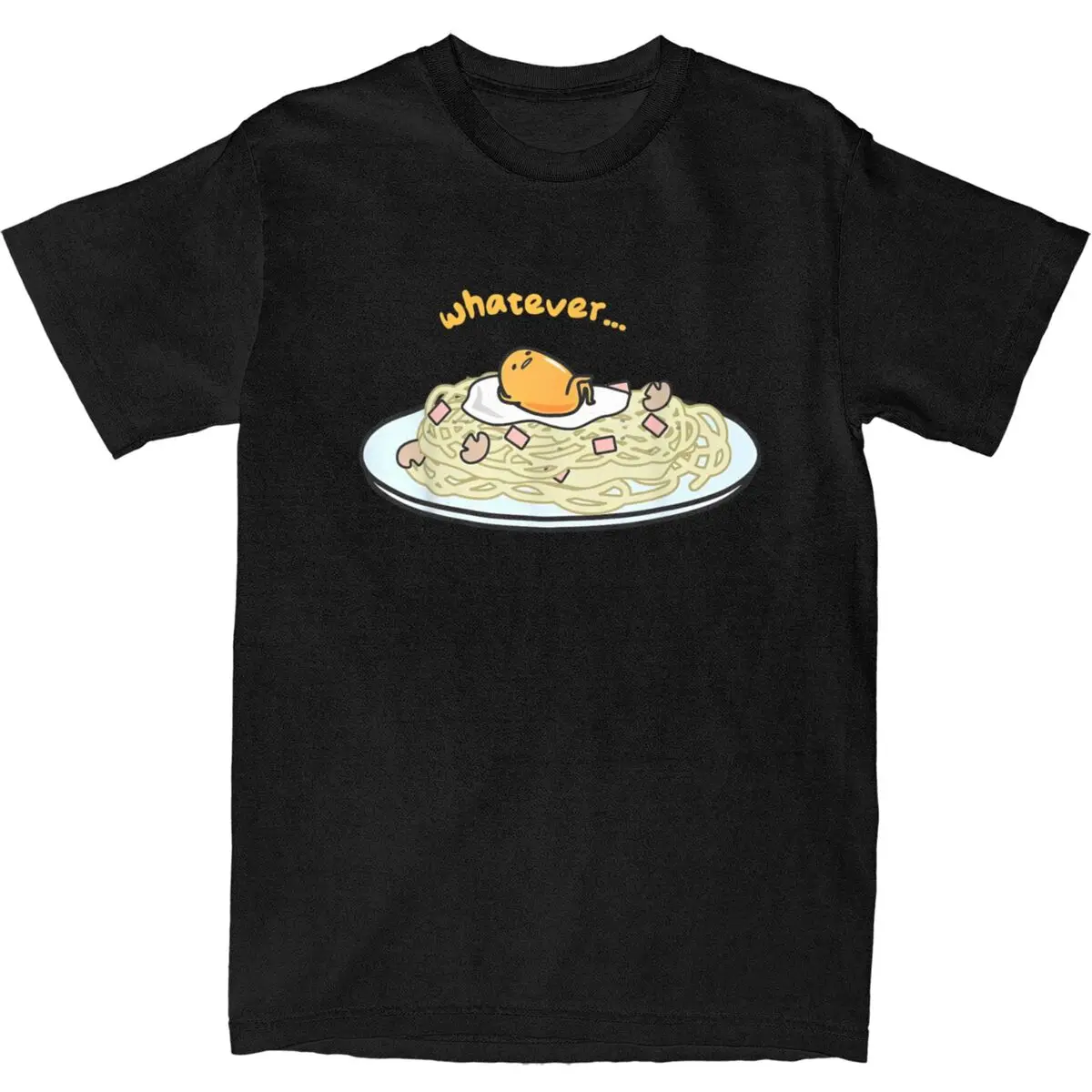 Men's T-Shirt Gudetama Whatever Pasta T-Shirts Fashion Beach Tee Shirt Vintage Print Cotton Tops Birthday Present