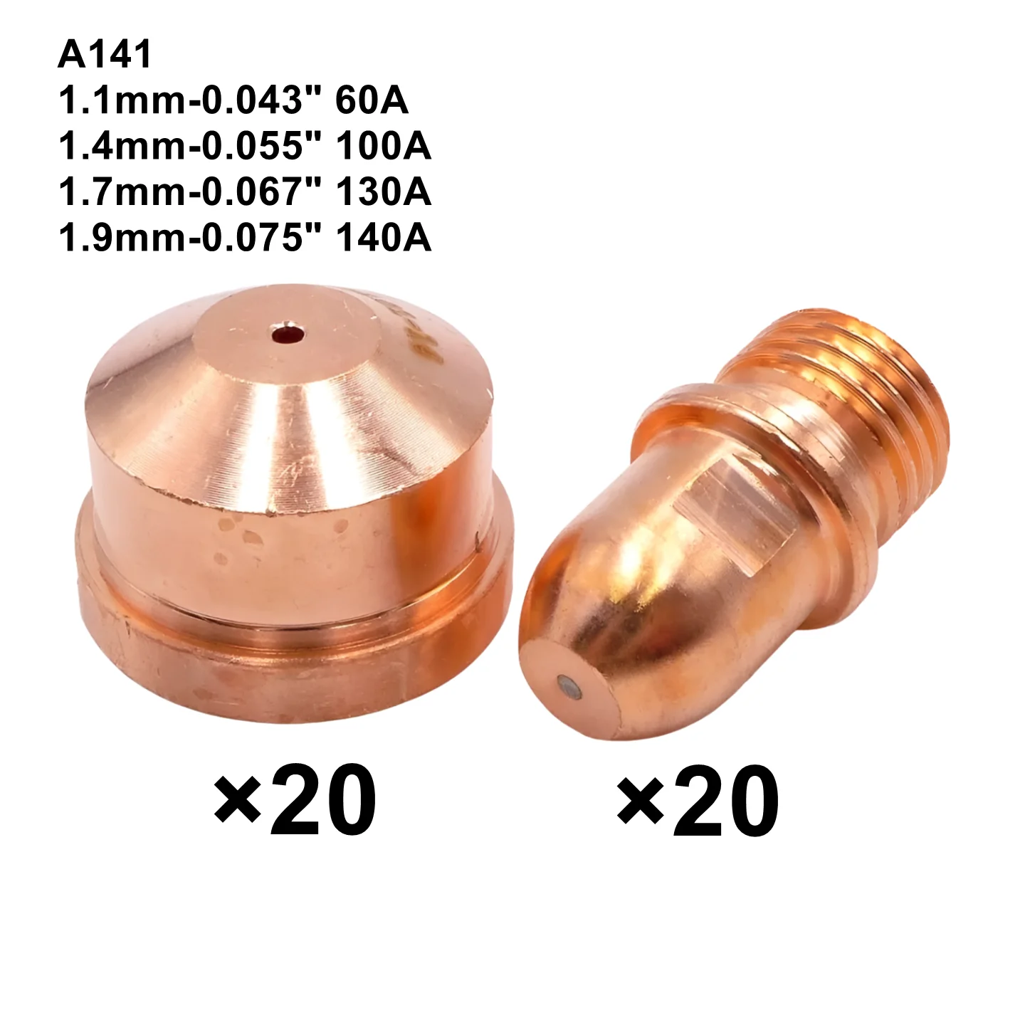 

20pcs Electrode PR0101 and 20pcs Nozzle PD0101 fit A101 A141 P101 P141 BRIMA CUT-12 Air Plasma Cutting Consumables